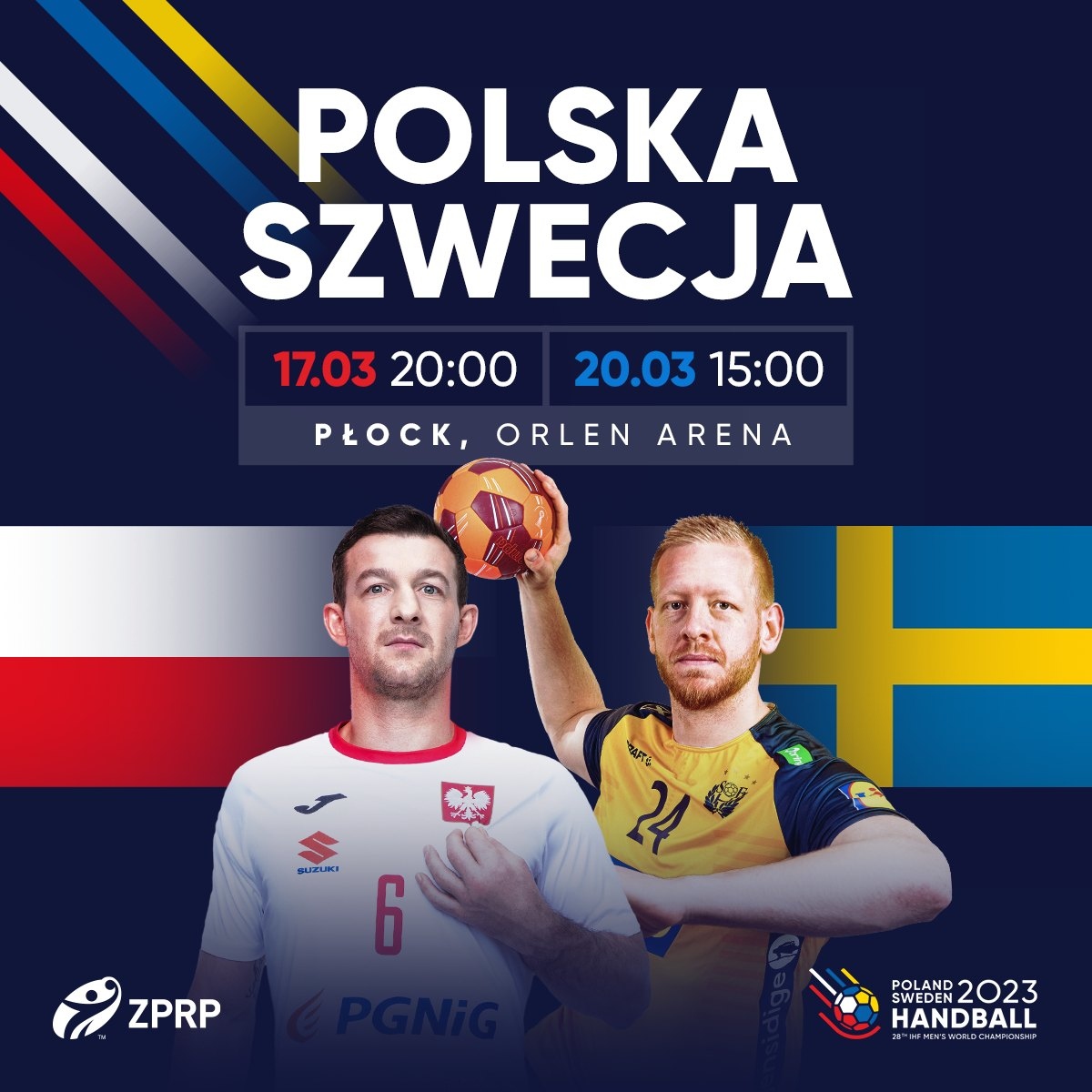 Plakat Mecze Polska - Szwecja  w dniach 17.03.2022 oraz 20.03.2022 